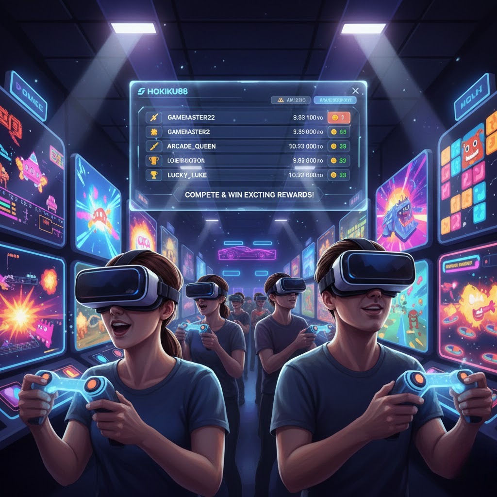 Pemain arcade online di Hokiku88 bersaing untuk mendapatkan hadiah menarik dengan leaderboard interaktif dan UI modern